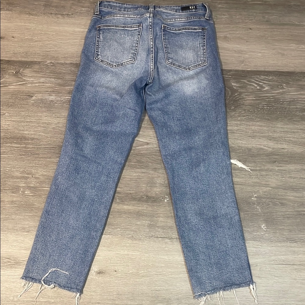 Kut from the Kloth Light Blue Distressed Straight Leg Jeans - Picture 6 of 9